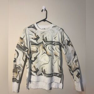 Athleta soft sweatshirt cream and tam marbled crew neck sweatshirt size small